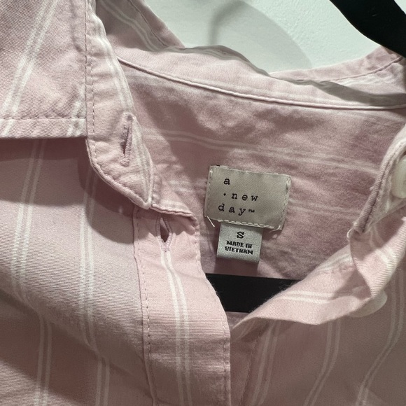 Target brand pink stripped button up shirt - Picture 2 of 3